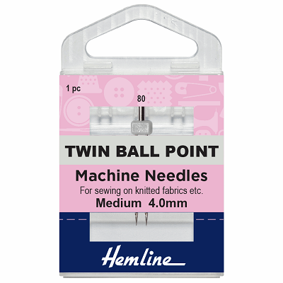 H111.40 Sewing Machine Needles: Twin Ball Point: 80/12, 4mm: 1 Piece..
